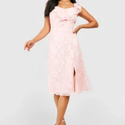 Petite - Robe Mi-longue Fleurie à Volants -Pas Cher Vêtue Diva Magasin gzz44331 blush xl 2