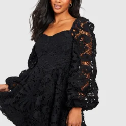 Petite - Robe Patineuse En Dentelle Premium -Pas Cher Vêtue Diva Magasin gzz44358 black xl 2 scaled