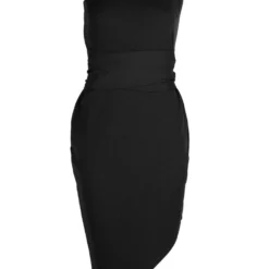 Petite - Robe Moulante Asymétrique En Tissu Recyclé -Pas Cher Vêtue Diva Magasin gzz45508 black xl 2