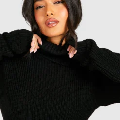 Petite - Robe Pull Gaufrée à Col Roulé 9 Petite - Robe Pull Gaufrée à Col Roulé -Pas Cher Vêtue Diva Magasin gzz45565 black xl 3