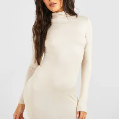 Robe Courte à Col Roulé -Pas Cher Vêtue Diva Magasin gzz45791 stone xl 2