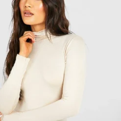 Robe Courte à Col Roulé -Pas Cher Vêtue Diva Magasin gzz45791 stone xl 3