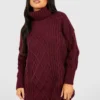 Petite - Robe Pull En Maille Torsadée à Col Roulé