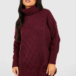 Petite - Robe Pull En Maille Torsadée à Col Roulé