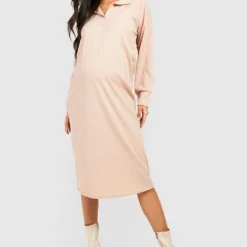 Maternité - Robe Pull De Grossesse Côtelée