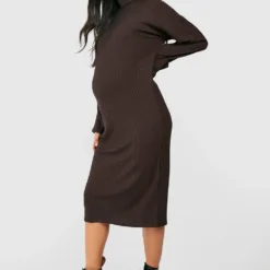 Maternité - Robe Pull De Grossesse à Col Roulé -Pas Cher Vêtue Diva Magasin gzz45911 chocolate xl 2