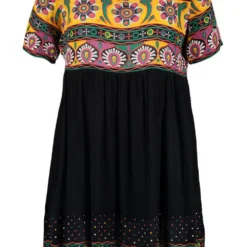 Grande Taille - Robe à Volants Et Imprimé Rétro -Pas Cher Vêtue Diva Magasin gzz46204 black xl 2