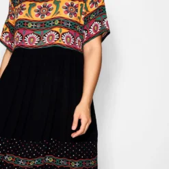 Grande Taille - Robe à Volants Et Imprimé Rétro -Pas Cher Vêtue Diva Magasin gzz46204 black xl 3