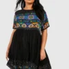 Grande Taille - Robe Babydoll à Imprimé Rétro -Pas Cher Vêtue Diva Magasin gzz46231 black xl scaled