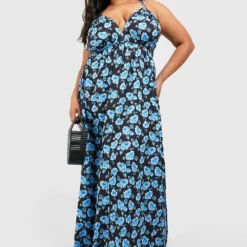 Grande Taille - Robe Longue Fleurie à Bretelles