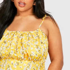 Grande Taille - Robe Droite Fleurie -Pas Cher Vêtue Diva Magasin gzz46247 yellow xl 3 scaled