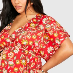 Grande Taille - Robe Longue à Manches Larges Et Imprimé Cachemire -Pas Cher Vêtue Diva Magasin gzz46255 red xl 3 scaled