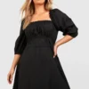 Grande Taille - Robe Mi-longue En Coton à Volants -Pas Cher Vêtue Diva Magasin gzz46260 black xl