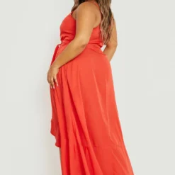 Grande Taille - Robe Mi-longue Boutonnée à Ourlet Volanté 7 Grande Taille - Robe Mi-longue Boutonnée à Ourlet Volanté -Pas Cher Vêtue Diva Magasin gzz46261 red xl 1
