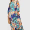BOOHOO Grande Taille - Robe Longue Dos Nu à Imprimés Multiples