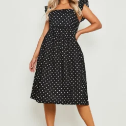 Grande Taille - Robe Mi-longue En Coton à Imprimé Pois