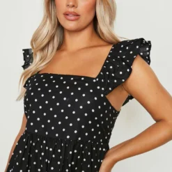 Grande Taille - Robe Mi-longue En Coton à Imprimé Pois -Pas Cher Vêtue Diva Magasin gzz46266 black xl 3