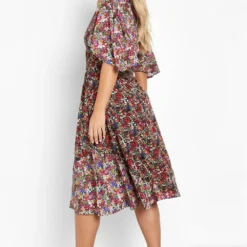 Grande Taille - Robe Mi-longue Fleurie Effet Patchwork -Pas Cher Vêtue Diva Magasin gzz46275 purple xl 1