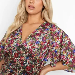 Grande Taille - Robe Mi-longue Fleurie Effet Patchwork -Pas Cher Vêtue Diva Magasin gzz46275 purple xl 3