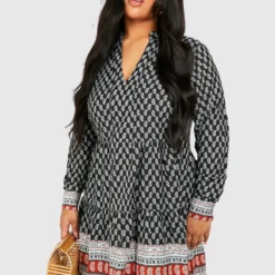 Grande Taille - Robe Babydoll à Imprimé Cachemire