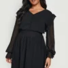 Grande Taille - Robe Plumetis Froncée -Pas Cher Vêtue Diva Magasin gzz46279 black xl