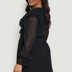 Grande Taille - Robe Plumetis Froncée -Pas Cher Vêtue Diva Magasin gzz46279 black xl 1