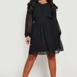 Grande Taille - Robe Plumetis Froncée -Pas Cher Vêtue Diva Magasin gzz46279 black xl 2