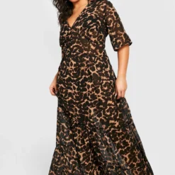 Grande Taille - Robe De Plage Léopard à Volants