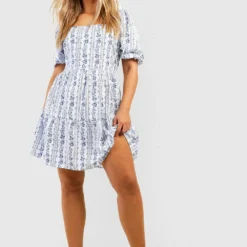 Grande Taille - Robe Babydoll Fleurie -Pas Cher Vêtue Diva Magasin gzz46306 blue xl 2