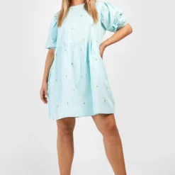 Grande Taille - Robe Babydoll à Broderies Fleuries -Pas Cher Vêtue Diva Magasin gzz46312 baby20blue xl 2