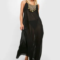 Robe De Plage Longue à Perles -Pas Cher Vêtue Diva Magasin gzz46328 black xl 2