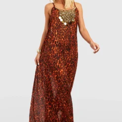 Robe De Plage Léopard à Perles