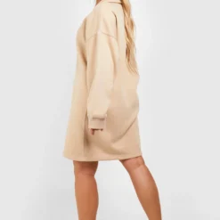 Grande Taille - Robe Sweat Basique à Col Zippé -Pas Cher Vêtue Diva Magasin gzz46469 stone xl 1 scaled