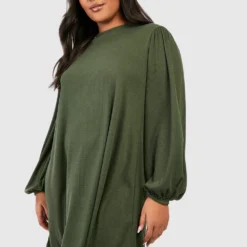 Grande Taille - Robe Droite Côtelée -Pas Cher Vêtue Diva Magasin gzz46510 khaki xl 2