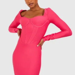 Tall - Robe Courte à Manches Longues -Pas Cher Vêtue Diva Magasin gzz46573 pink xl 2
