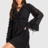 Tall - Robe Babydoll Texturée Nouée à Volants 2 Tall - Robe Babydoll Texturée Nouée à Volants -Pas Cher Vêtue Diva Magasin gzz46577 black xl