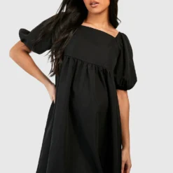 Maternité - Robe De Grossesse Babydoll à Manches Bouffantes -Pas Cher Vêtue Diva Magasin gzz46588 black xl 2