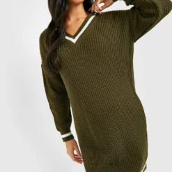 Maternité - Robe Pull De Grossesse à Col V -Pas Cher Vêtue Diva Magasin gzz46600 khaki xl 3