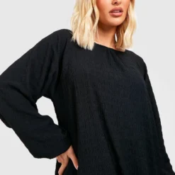 Robe Babydoll Texturée à Volants -Pas Cher Vêtue Diva Magasin gzz46672 black xl 3