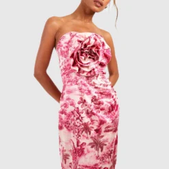 Robe Portefeuille Imprimée à Fleur 3D -Pas Cher Vêtue Diva Magasin gzz46693 pink xl 2 scaled