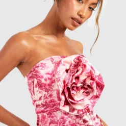 Robe Portefeuille Imprimée à Fleur 3D -Pas Cher Vêtue Diva Magasin gzz46693 pink xl 3 scaled