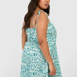 Grande Taille - Robe Trapèze à Imprimé Tournesol -Pas Cher Vêtue Diva Magasin gzz46830 blue xl 1 scaled