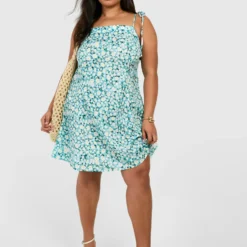 Grande Taille - Robe Trapèze à Imprimé Tournesol -Pas Cher Vêtue Diva Magasin gzz46830 blue xl 2 scaled