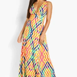 Tall - Robe Portefeuille Longue à Imprimé Vichy