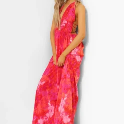 Tall - Robe Longue Tie Dye Décolletée -Pas Cher Vêtue Diva Magasin gzz46842 coral xl 2
