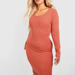 Grande Taille - Robe Longue Texturée à Col Rond