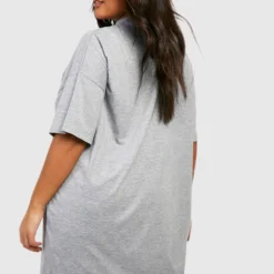 Grande Taille - Robe T-shirt Oversize En Coton 7 Grande Taille - Robe T-shirt Oversize En Coton -Pas Cher Vêtue Diva Magasin gzz46936 grey20marl xl 1