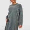 Grande Taille - Robe T-shirt En Coton à Manches Longues