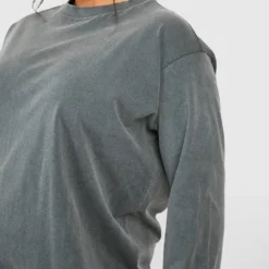 Grande Taille - Robe T-shirt En Coton à Manches Longues -Pas Cher Vêtue Diva Magasin gzz46939 grey xl 3