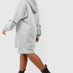 Grande Taille - Robe Sweat à Col Zippé -Pas Cher Vêtue Diva Magasin gzz46940 ash20grey xl 1